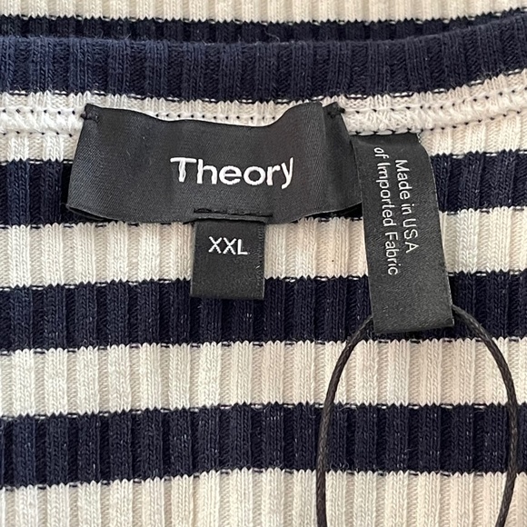 Theory Tiny Tee 2 in Navy Striped Ribbed Knit NWT - Picture 6 of 8